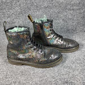 Dr. Martens 1460 Boots Womens Size 5 Black Holographic Crackle Glitter
